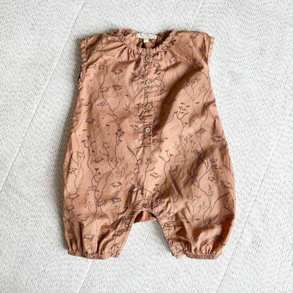 Red Caribou Turtle Print Romper